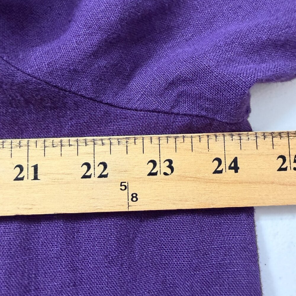 FLAX 100% Linen 2 Piece Set Purple Lagenlook Top & Pants Women's L - Picture 13 of 16